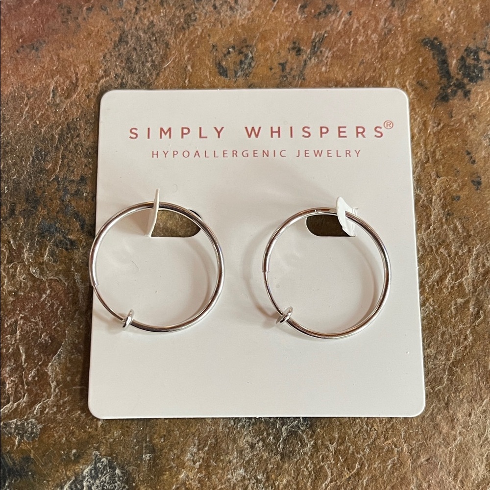 Simply Whispers spring clip on hoop earrings,NWOT